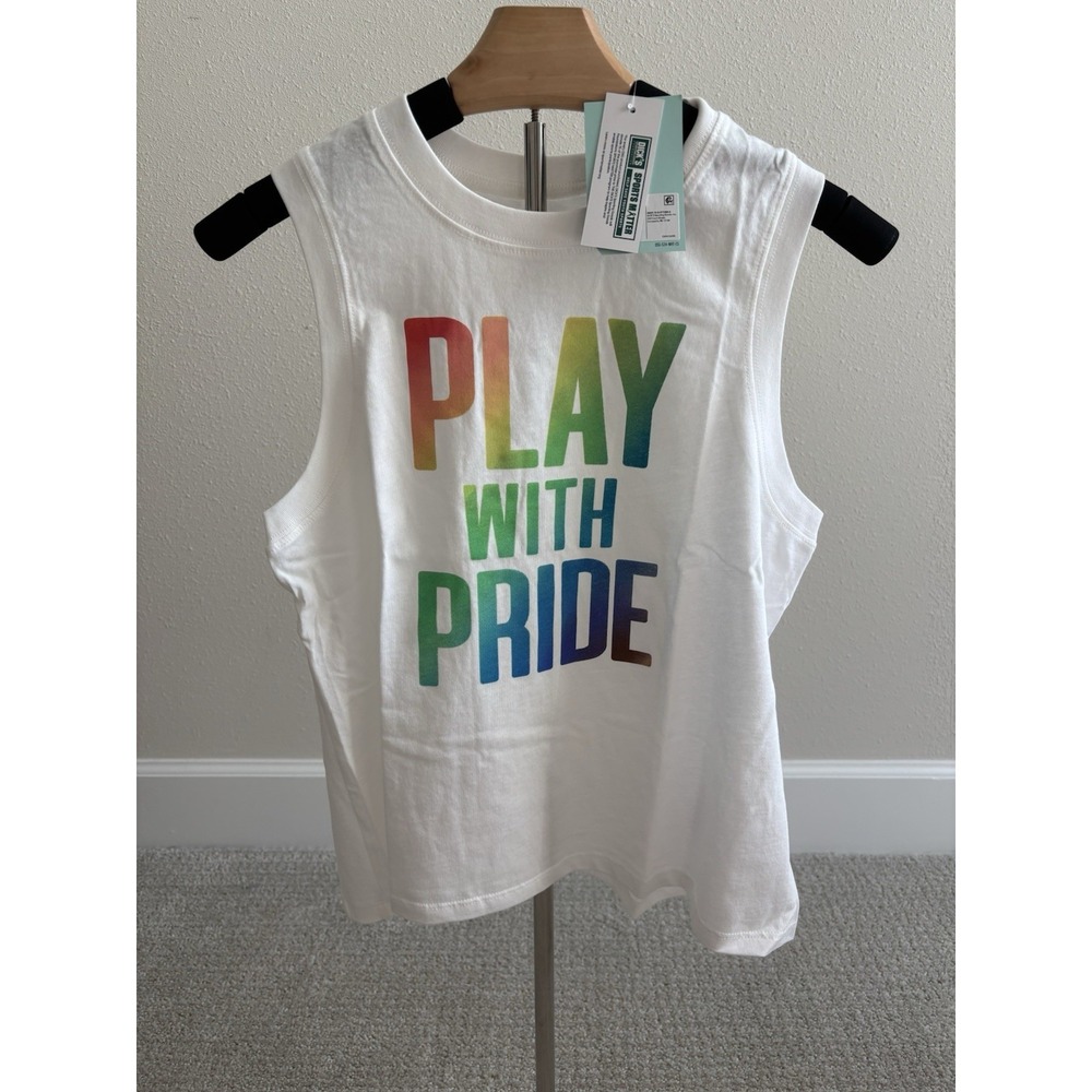 Dsg Womens White Play With Pride Tank Top Gay LGBTQ Stonewall Sports Women S